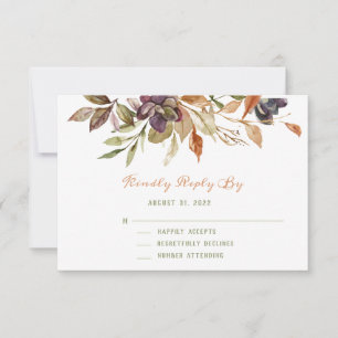 Fall Foliage & Succulent  Watercolor RSVP