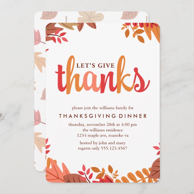 Fall Foliage Thanksgiving Dinner Invitation (Front/Back)