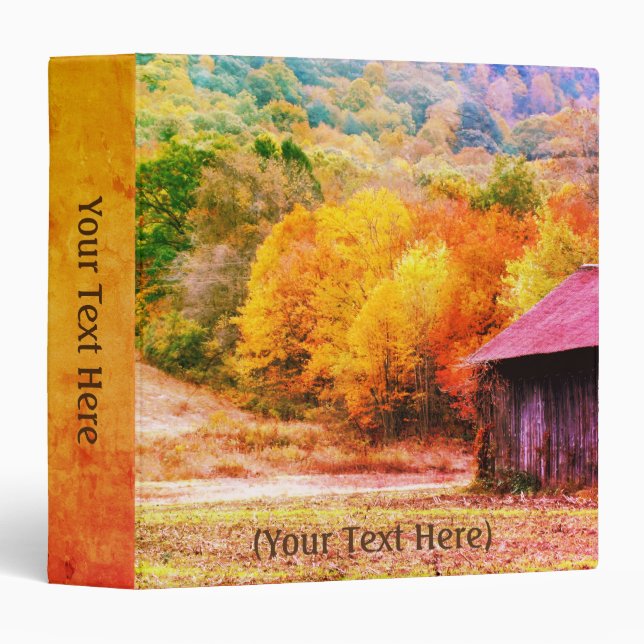 Fall Foliage Tobacco Barn Nature Art Personalized  Binder (Front/Spine)