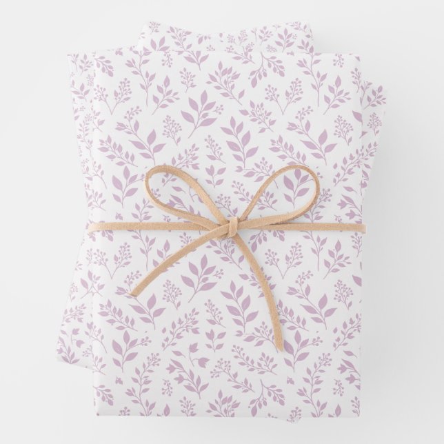 Fall Foliage Warm Lilac - Neutral Wrapping Paper Sheet (In situ)