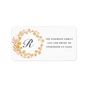 Fall Foliage Watercolor   Custom Initial Label