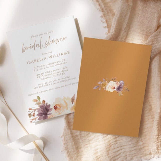 Fall Foliage Watercolor Floral Bridal Shower Invitation (Creator Uploaded)