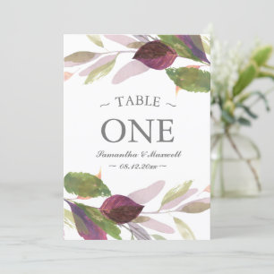 Fall Foliage Watercolor Table Number
