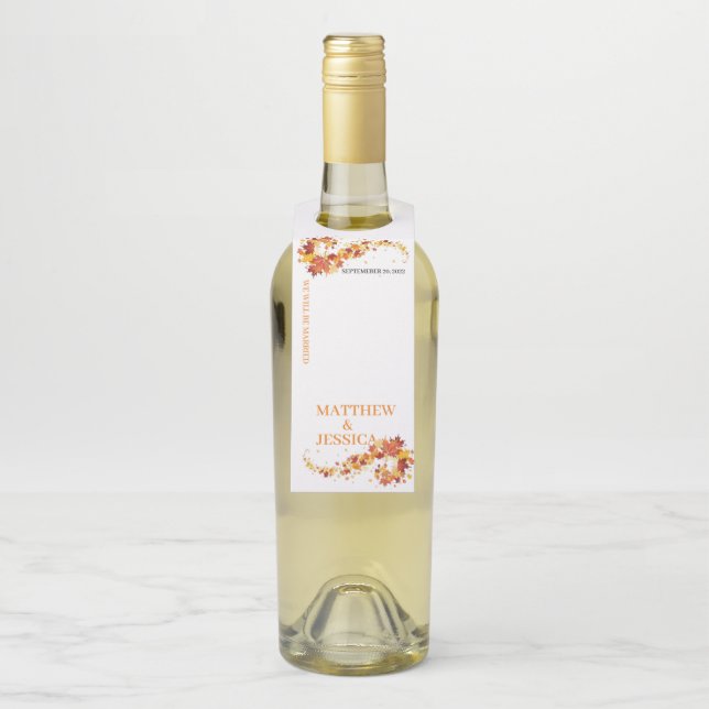  Fall Foliage Wedding Bottle Tag (On Bottle)