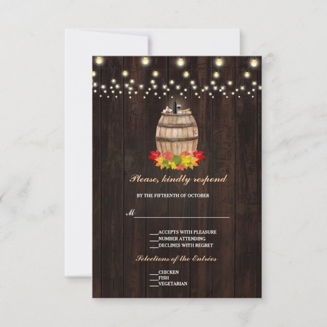 Fall Foliage Wine Barrel Vineyard RSVP (Front)