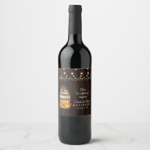 Fall Foliage Wine Barrel Vineyard Wedding Label