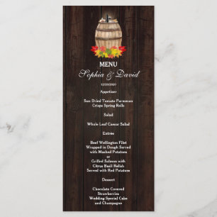 Fall Foliage Wine Barrel Vineyard Wedding Menu