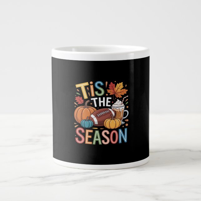 Fall Football Autumn Pumpkin Coffee Lover Large Coffee Mug (Front)