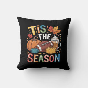 Fall Football Autumn Pumpkin Coffee Lover Throw Pillow