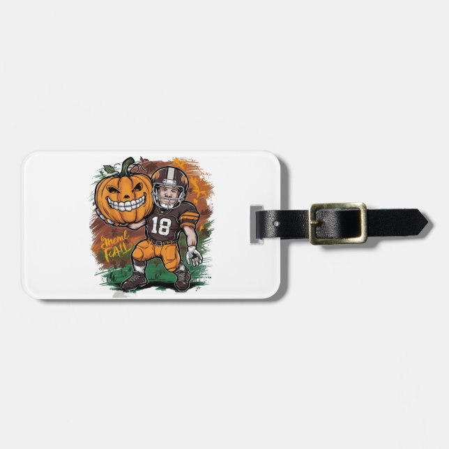 fall football pumpkins  luggage tag (Front Horizontal)