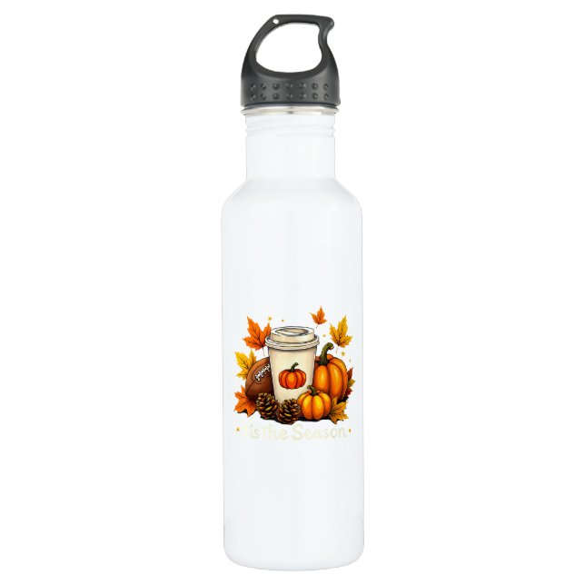 Fall Football Tis The Season Pumpkin Autumn Coffee 710 Ml Water Bottle (Front)