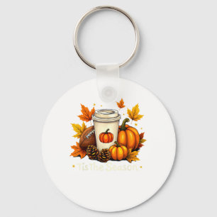 Fall Football Tis The Season Pumpkin Autumn Coffee Keychain