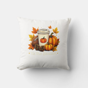 Fall Football Tis The Season Pumpkin Autumn Coffee Throw Pillow