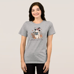 Fall For A Great Book Halloween Cute Teacher  Tri-Blend Shirt