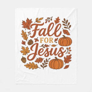 Fall For Jesus Autumn Pumpkin Christian Faith Clas Fleece Blanket