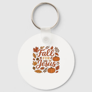 Fall For Jesus Autumn Pumpkin Christian Faith Clas Keychain