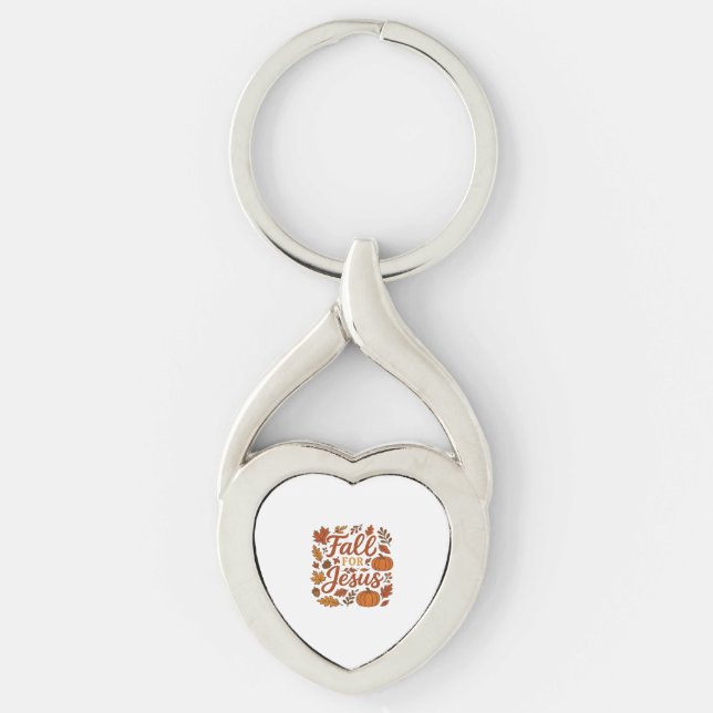 Fall For Jesus Autumn Pumpkin Christian Faith Clas Keychain (Front)