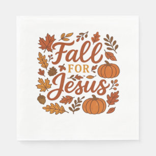 Fall For Jesus Autumn Pumpkin Christian Faith Clas Napkin