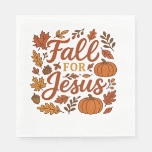 Fall For Jesus Autumn Pumpkin Christian Faith Clas Napkin