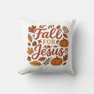 Fall For Jesus Autumn Pumpkin Christian Faith Clas Throw Pillow