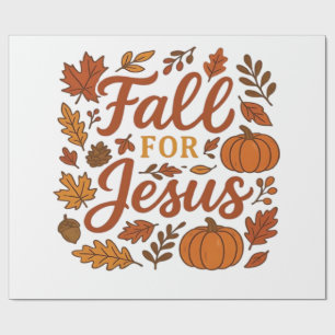 Fall For Jesus Autumn Pumpkin Christian Faith Clas Wrapping Paper