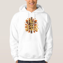 Fall For Jesus Cross with Autumn Leaves Design