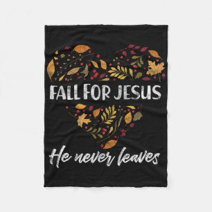 Fall For Jesus He Never Leaves Autumn Christian 1  Fleece Blanket