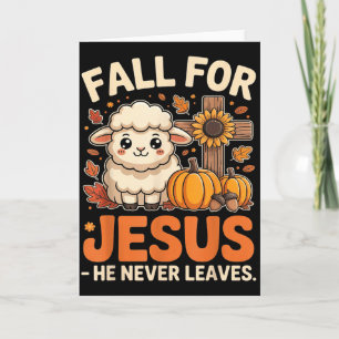 Fall For Jesus He Never Leaves Sheep Christian Aut Card