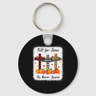 Fall For Jesus He Never Leaves Thanksgiving Pumpki Keychain
