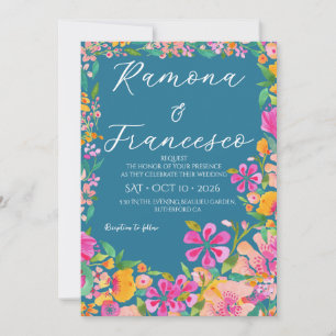 Fall For You Watercolor Floral Wedding Invitation
