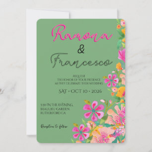 Fall For You Watercolor Floral Wedding Invitation