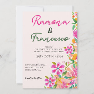 Fall For You Watercolor Floral Wedding Invitation