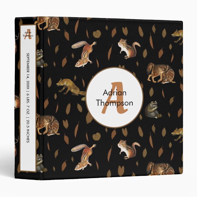 Fall Forest Animals Autumn Leaves Baby Photo Album Binder (Front/Spine)