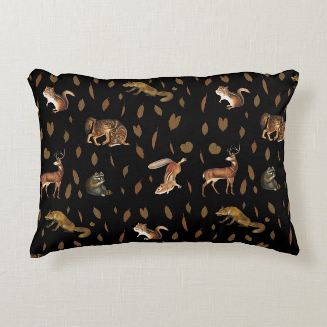 Fall Forest Animals Autumn Leaves Fall Decor Accent Pillow (Front)