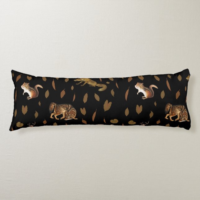 Fall Forest Animals Autumn Leaves Fall Decor Body Pillow (Front)