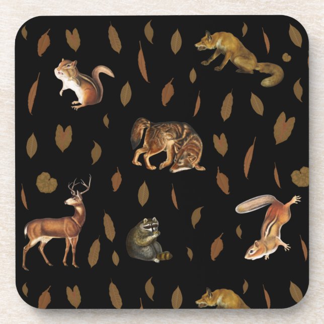 Fall Forest Animals Autumn Leaves Fall Decor Coaster (Front)
