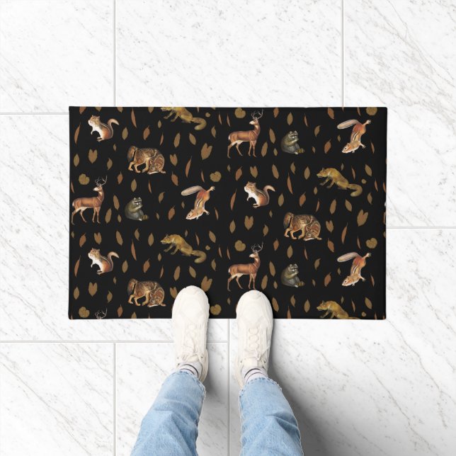 Fall Forest Animals Autumn Leaves Fall Decor Doormat (Indoor)