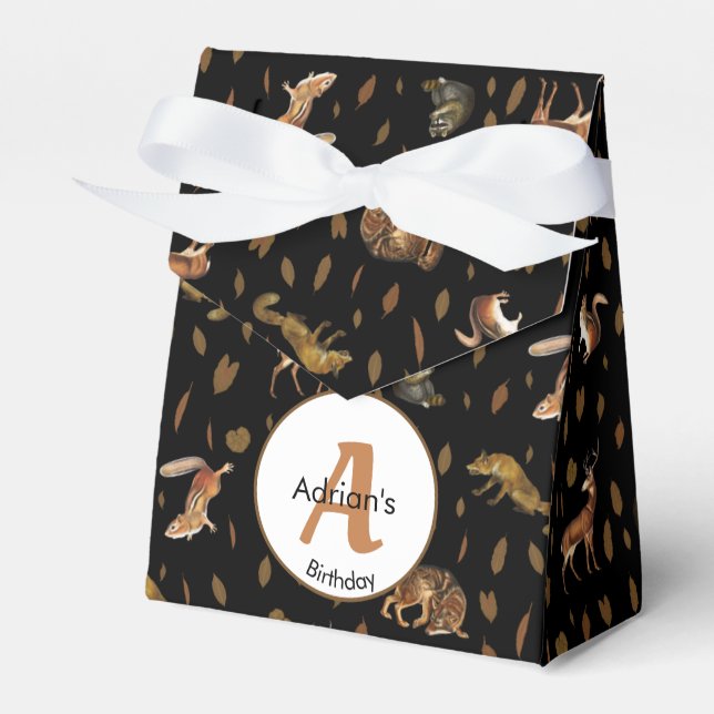 Fall Forest Animals Autumn Leaves Favor Box (Front Side)