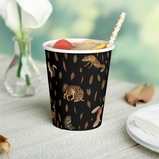 Fall Forest Animals Autumn Leaves Paper Cups (Insitu)