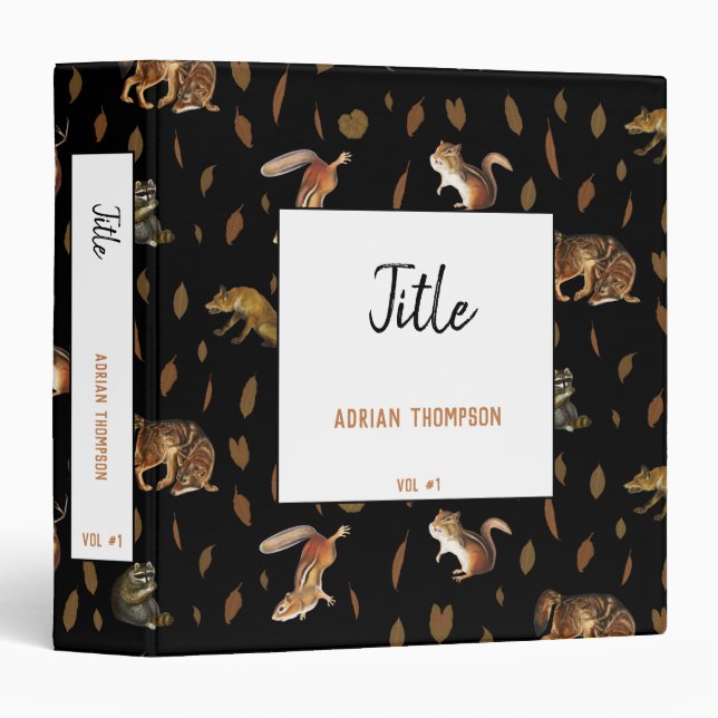 Fall Forest Animals Autumn Leaves School Binder (Front/Spine)