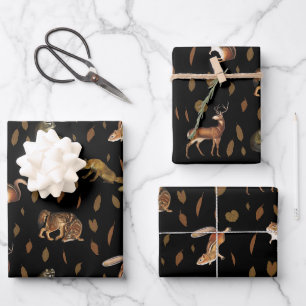 Fall Forest Animals Autumn Leaves Wrapping Paper Sheet