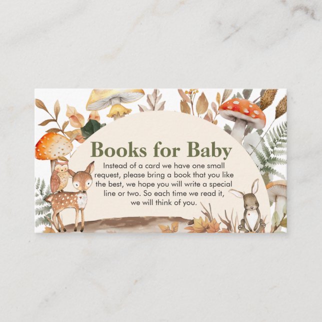 Fall Forest Animals Baby Shower Books for Baby Enclosure Card (Front)