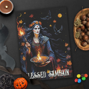 Fall Forest Blessed Samhain Night Pagan Witch Card