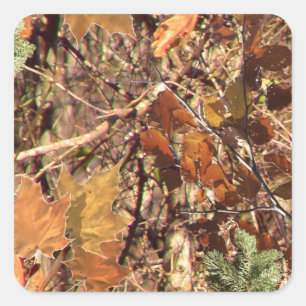 Fall Forest Bush Camouflage Square Sticker