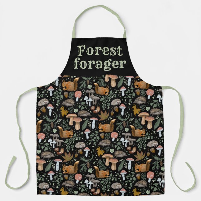 Fall forest forager Autumn mushrooms and animals Apron (Front)