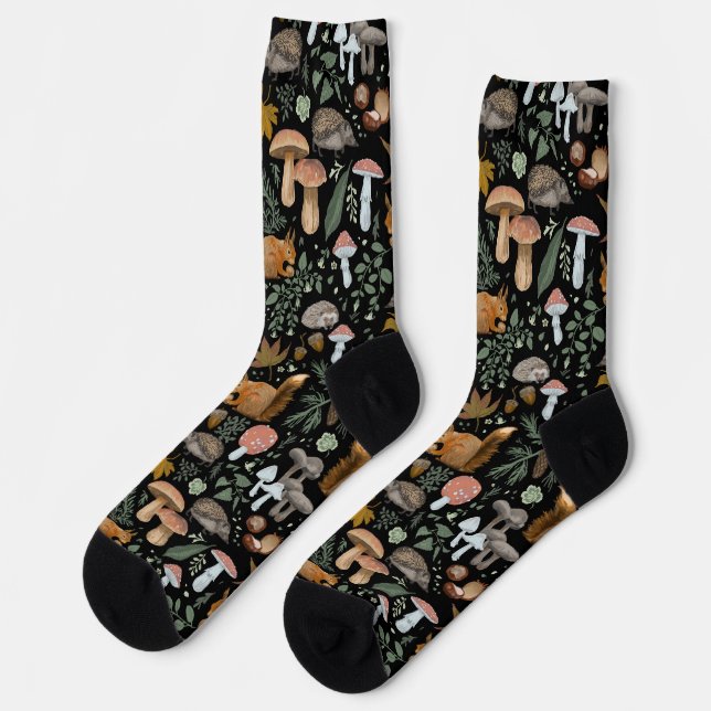 Fall Forest Forager Cosy up Warm Socks (Left)