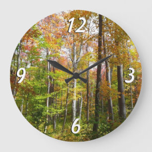 Fall Forest I Autumn Landscape Photography Large Clock