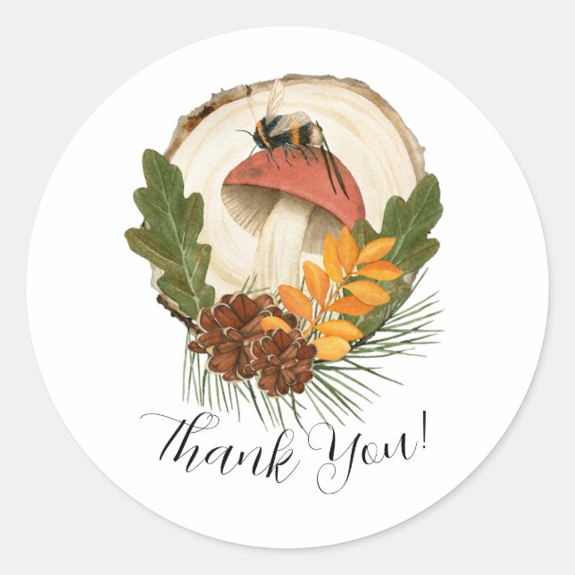 Fall Forest Muchrooms  Classic Round Sticker (Front)