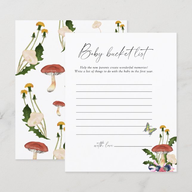 fall forest mushrooms - Baby bucket list game (Front/Back)