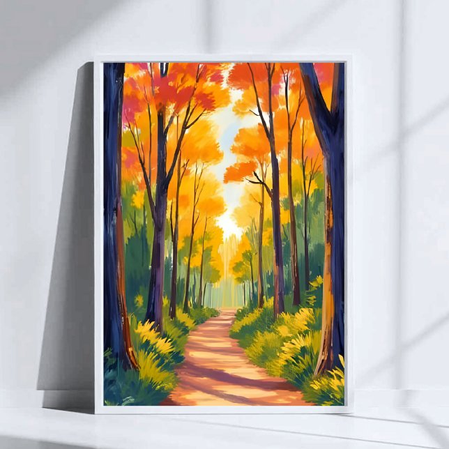 Fall Forest Path | Autumn Foliage Watercolor Poster (Creator Uploaded)